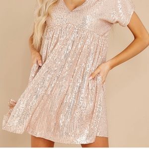 VICI Champane sequin mini dress romper with pockets from Red dress.